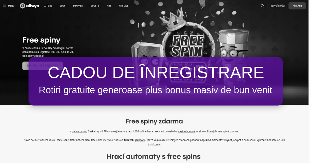 Rotiri gratuite pentru înregistrare welcome bonus